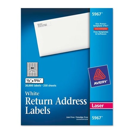Avery Avery Return Address Labels, 1/2 x 1-3/4, White, 20000/Box 5967